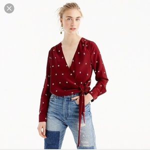 ⚡️moving sale  j Crew silk wrap top